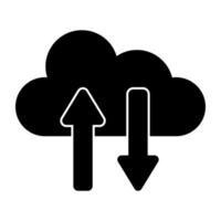 A flat design icon of cloud data transfer vector