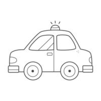 Children's coloring page with a car. Taxi coloring book. Vector black and white illustration.
