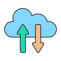 A flat design icon of cloud data transfer vector