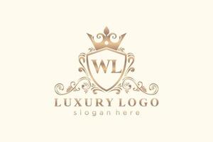 Initial WL Letter Royal Luxury Logo template in vector art for Restaurant, Royalty, Boutique, Cafe, Hotel, Heraldic, Jewelry, Fashion and other vector illustration.