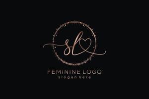 Initial SL handwriting logo with circle template vector logo of initial wedding, fashion, floral and botanical with creative template.