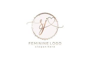 Initial SJ handwriting logo with circle template vector logo of initial wedding, fashion, floral and botanical with creative template.