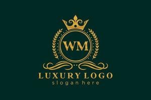 Initial WM Letter Royal Luxury Logo template in vector art for Restaurant, Royalty, Boutique, Cafe, Hotel, Heraldic, Jewelry, Fashion and other vector illustration.