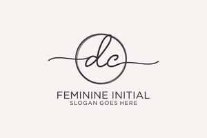 Initial DC handwriting logo with circle template vector logo of initial signature, wedding, fashion, floral and botanical with creative template.