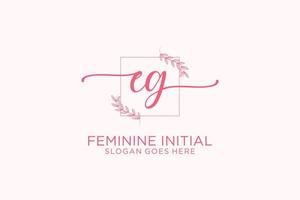 Initial EG beauty monogram and elegant logo design handwriting logo of initial signature, wedding, fashion, floral and botanical with creative template. vector