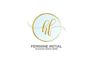 Initial HF handwriting logo with circle template vector signature, wedding, fashion, floral and botanical with creative template.