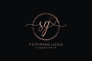 Initial SG handwriting logo with circle template vector logo of initial wedding, fashion, floral and botanical with creative template.