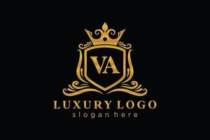 Initial VA Letter Royal Luxury Logo template in vector art for Restaurant, Royalty, Boutique, Cafe, Hotel, Heraldic, Jewelry, Fashion and other vector illustration.