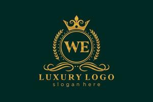 Initial WE Letter Royal Luxury Logo template in vector art for Restaurant, Royalty, Boutique, Cafe, Hotel, Heraldic, Jewelry, Fashion and other vector illustration.