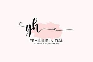 Initial GH beauty monogram and elegant logo design handwriting logo of initial signature, wedding, fashion, floral and botanical with creative template. vector