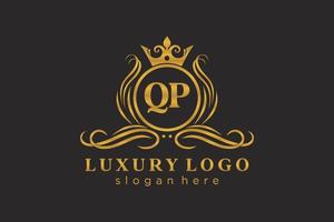 Initial QP Letter Royal Luxury Logo template in vector art for Restaurant, Royalty, Boutique, Cafe, Hotel, Heraldic, Jewelry, Fashion and other vector illustration.