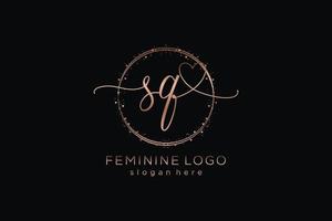 Initial SQ handwriting logo with circle template vector logo of initial wedding, fashion, floral and botanical with creative template.