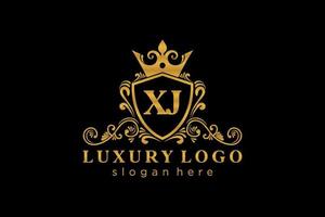 Initial XJ Letter Royal Luxury Logo template in vector art for Restaurant, Royalty, Boutique, Cafe, Hotel, Heraldic, Jewelry, Fashion and other vector illustration.