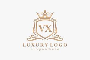 Initial VX Letter Royal Luxury Logo template in vector art for Restaurant, Royalty, Boutique, Cafe, Hotel, Heraldic, Jewelry, Fashion and other vector illustration.