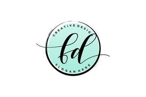 Initial FD handwriting logo with circle template vector signature, wedding, fashion, floral and botanical with creative template.
