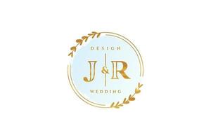 Initial JR beauty monogram and elegant logo design handwriting logo of initial signature, wedding, fashion, floral and botanical with creative template. vector