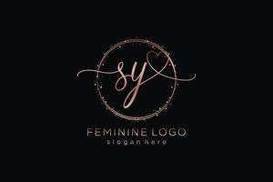 Initial SY handwriting logo with circle template vector logo of initial wedding, fashion, floral and botanical with creative template.