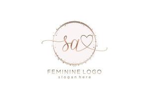 Initial SA handwriting logo with circle template vector logo of initial wedding, fashion, floral and botanical with creative template.