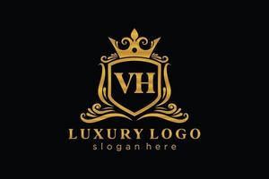 plantilla de logotipo de lujo real de letra vh inicial en arte vectorial para restaurante, realeza, boutique, cafetería, hotel, heráldica, joyería, moda y otras ilustraciones vectoriales. vector