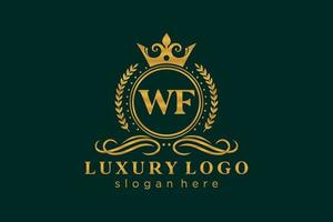 Initial WF Letter Royal Luxury Logo template in vector art for Restaurant, Royalty, Boutique, Cafe, Hotel, Heraldic, Jewelry, Fashion and other vector illustration.