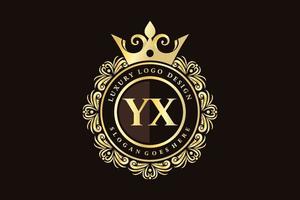 YX Initial Letter Gold calligraphic feminine floral hand drawn heraldic monogram antique vintage style luxury logo design Premium Vector