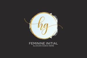 Initial HG handwriting logo with circle template vector signature, wedding, fashion, floral and botanical with creative template.