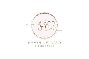 Initial SR handwriting logo with circle template vector logo of initial wedding, fashion, floral and botanical with creative template.