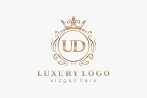 Initial UD Letter Royal Luxury Logo template in vector art for Restaurant, Royalty, Boutique, Cafe, Hotel, Heraldic, Jewelry, Fashion and other vector illustration.