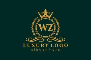 Initial WZ Letter Royal Luxury Logo template in vector art for Restaurant, Royalty, Boutique, Cafe, Hotel, Heraldic, Jewelry, Fashion and other vector illustration.