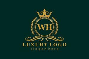 plantilla de logotipo de lujo real con letra wh inicial en arte vectorial para restaurante, realeza, boutique, cafetería, hotel, heráldica, joyería, moda y otras ilustraciones vectoriales. vector