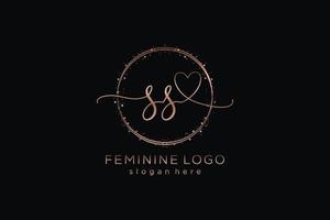 Initial SS handwriting logo with circle template vector logo of initial wedding, fashion, floral and botanical with creative template.