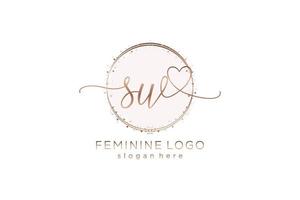 logotipo de escritura a mano sw inicial con plantilla de círculo logotipo vectorial de boda inicial, moda, floral y botánica con plantilla creativa. vector