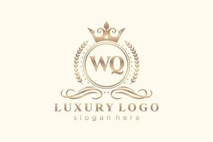 plantilla de logotipo de lujo real con letra wq inicial en arte vectorial para restaurante, realeza, boutique, cafetería, hotel, heráldica, joyería, moda y otras ilustraciones vectoriales. vector