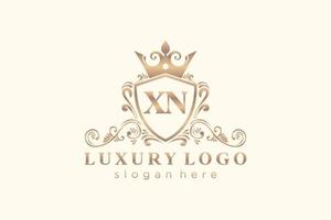 plantilla de logotipo de lujo real con letra xn inicial en arte vectorial para restaurante, realeza, boutique, cafetería, hotel, heráldica, joyería, moda y otras ilustraciones vectoriales. vector