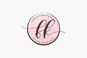 Initial FK handwriting logo with circle template vector signature, wedding, fashion, floral and botanical with creative template.