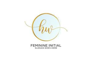 Initial HW handwriting logo with circle template vector signature, wedding, fashion, floral and botanical with creative template.