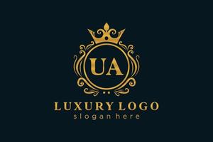 Initial UA Letter Royal Luxury Logo template in vector art for Restaurant, Royalty, Boutique, Cafe, Hotel, Heraldic, Jewelry, Fashion and other vector illustration.