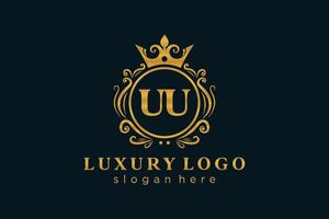 Initial UU Letter Royal Luxury Logo template in vector art for Restaurant, Royalty, Boutique, Cafe, Hotel, Heraldic, Jewelry, Fashion and other vector illustration.