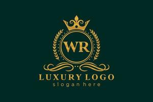Initial WR Letter Royal Luxury Logo template in vector art for Restaurant, Royalty, Boutique, Cafe, Hotel, Heraldic, Jewelry, Fashion and other vector illustration.