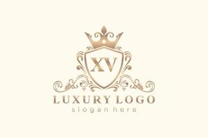 plantilla de logotipo de lujo real de letra xv inicial en arte vectorial para restaurante, realeza, boutique, cafetería, hotel, heráldica, joyería, moda y otras ilustraciones vectoriales. vector