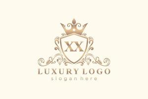 plantilla de logotipo de lujo real de letra xx inicial en arte vectorial para restaurante, realeza, boutique, cafetería, hotel, heráldica, joyería, moda y otras ilustraciones vectoriales. vector