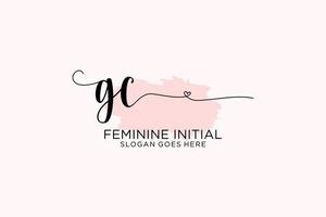 Initial GC beauty monogram and elegant logo design handwriting logo of initial signature, wedding, fashion, floral and botanical with creative template. vector