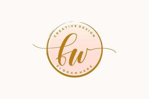 Initial FW handwriting logo with circle template vector signature, wedding, fashion, floral and botanical with creative template.