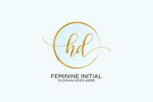 Initial HD handwriting logo with circle template vector signature, wedding, fashion, floral and botanical with creative template.