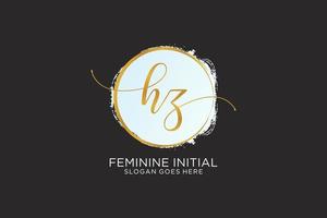 Initial HZ handwriting logo with circle template vector signature, wedding, fashion, floral and botanical with creative template.