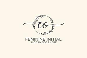 Initial EO beauty monogram and elegant logo design handwriting logo of initial signature, wedding, fashion, floral and botanical with creative template. vector