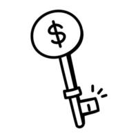 A handy doodle icon of business key vector