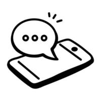 Latest hand drawn icon of mobile chat vector
