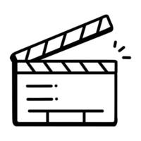 Grab a doodle icon of clapperboard vector
