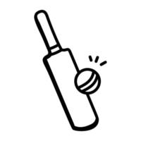 un icono dibujado a mano editable de cricket vector